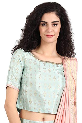 W for Woman Women's Rayon Salwar Suit Set (19FEWS12330-112517_Green_6)