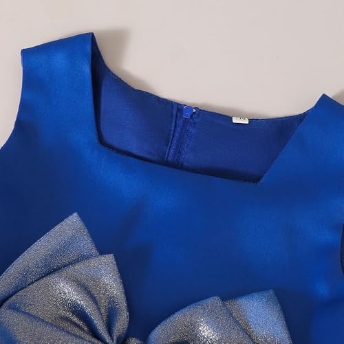 Hopscotch Girls Royal Blue Sleeveless Bow Applique Party Dress for Age (18-24 Months)