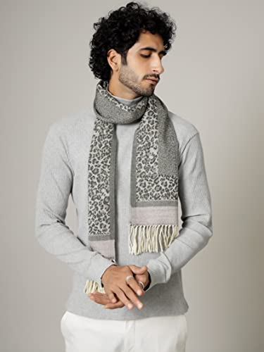 Ravaiyaa - Attitude is everything Men's Geometric Pattern Woolen Muffler Casual Winter Wool Muffler Scarf (Dark Grey)
