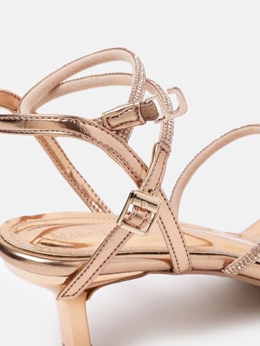Marc Loire Women Embellished Fashion Sandals with Kitten Heels (Rose Gold, UK Footwear Size System, Adult, Women, Numeric, Medium, 7)