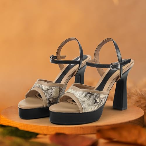 Mochi Women's Black Back Strap closure Casual - Sandals with Block Heel UK/4 EU/37(40-281)