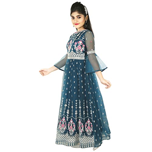 EthniCraze Net Emboidered Kali Pattern Gown (15-16 Years)