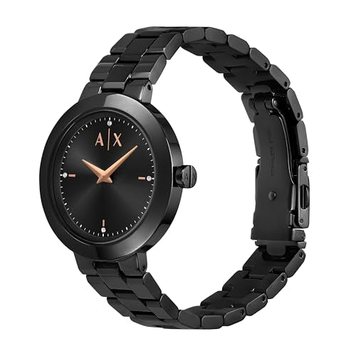Armani Exchange Stainless Steel Analog Black Dial Women's Watch-Ax5173, Band Color:Black