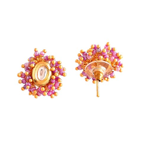 VOYLLA Veerangana Pink Pearls And Kundan Studded Maang Tika Set For Women, Jewellery Set For Women, Womens Gift, Gift For Her