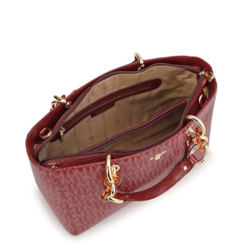 Da Milano Leather Satchel Bag for Women - Cherry Red (LB-00465B)