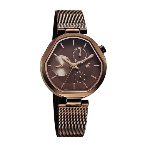 Fastrack TIK Tok 5.0 Quartz Brown Shaped Dial Women's Watch | Stainless Steel Strap Material | Watches for Women Analog - 6319QM01