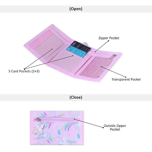 HAMSTER London Perky Unicorn Wallet - Pink, Two Zipped Compartments, Compact Size (L10 x W5 x H0.5)
