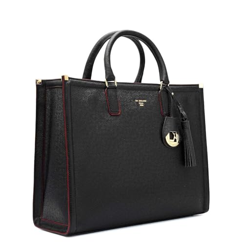 Da Milano Leather Black Book Tote for Women (01236MOL)
