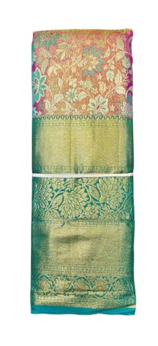 VFCollections Women's Traditional Handloom Kanchipuram Silk Pure Pattu Sarees | Rich Zari Woven Design | Bridal Saree | Unstitched Blouse (VFC639-1)