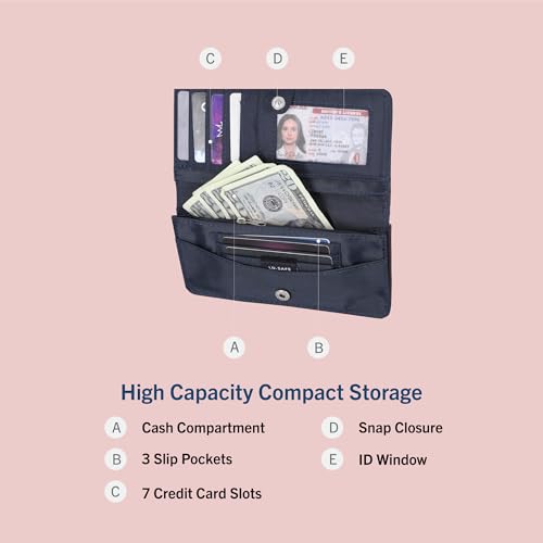 Nautica Seaside Slim RFID Wallet for Women – Credit Card Holder with Coin Purse, Women’s Clutch Small Organizer with ID Window, Black (Embossed), One Size, Minimalist