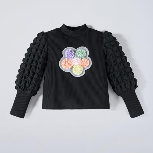 Hopscotch Girls Full Sleeves Black 2-Pc Floral Applique Skirt Set For Ages (18-24 Months)