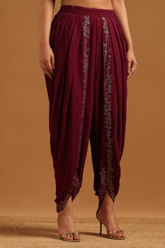 Soch Womens Magenta Georgette Embellished Salwar Suit With Stone Work