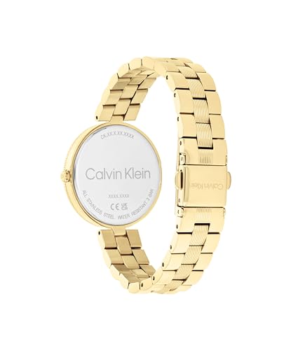 Calvin Klein Gleam Qtz Basic Slim Light Champagne Round Dial Women's Watch|Stainless Steel Material|Multi Color Band - 25100014