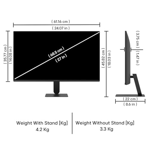 LG 27U411A-BD 68.5 cm (27 Inch) FHD (1920x1080) IPS Monitor, 1ms(MBR), 120Hz, Anti-Glare, sRGB 99%(Typ.), HDR10, 3-Side Virtually Borderless, Reader Mode, Flicker Safe, VGA, HDMI, Slim Stand, Black