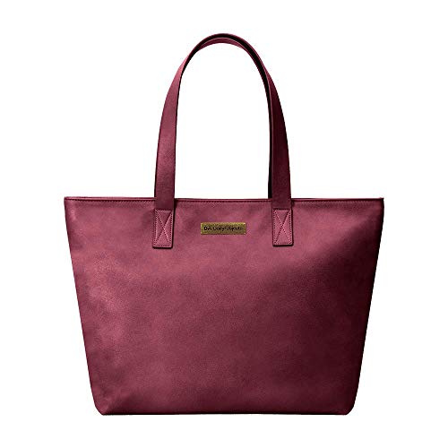 DailyObjects Women's Latest Tote Bag | Spacious, Stylish, Sturdy Vegan Leather Handbag with Zip closure and Laptop Compatibility | Handcrafted Ladies Shoulder Purse For Daily & Office Use Burgundy