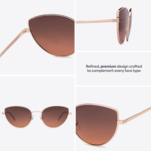 John Jacobs | Gold Pink Cat Eye UV Protected Sunglasses | For Women | Size - Large | JJ S13867 - Pack of 1