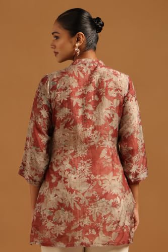 Soch Womens Brick Red Silk Berry Floral Tunic