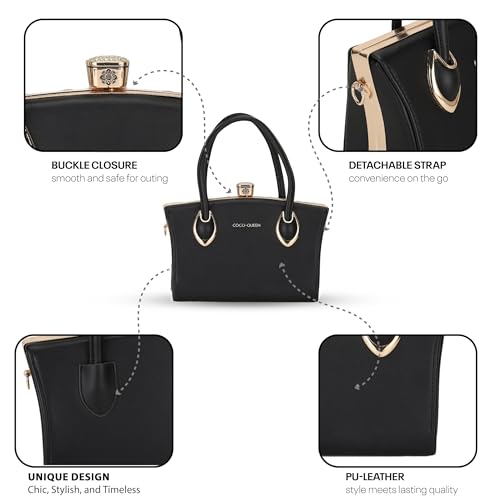 SIBY Square Diamond Hand Messenger Bag - PU Leather, Waterproof Crossbody Bag, 4 Compartments for Women (Black)