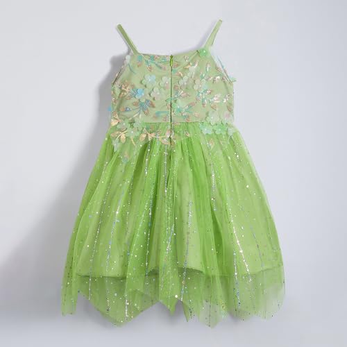 Hopscotch Girls Green Sleeveless Floral Applique Dress for Age (3-4 Years)