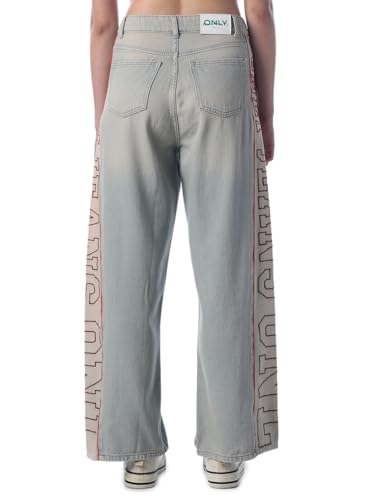 ONLY Women's Typography Wide Leg High-Rise Blue Jeans