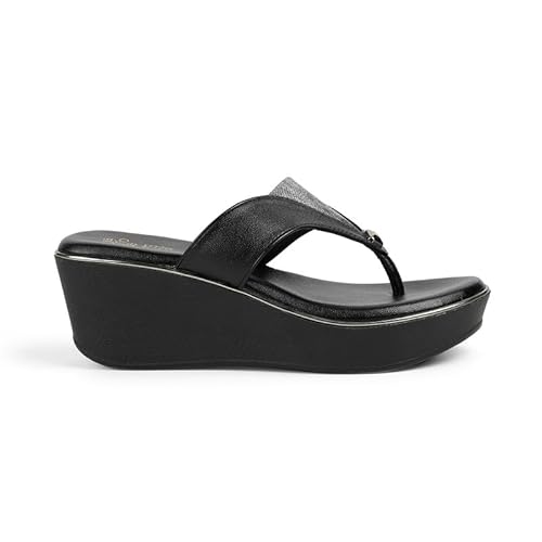 tresmode JOSH Black Women's Dress Wedge Sandals in Size 5 UK / 38 EU
