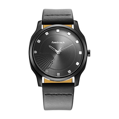 Fastrack Mens Stunners Quartz Analog Gray Dial Leather Strap Watch for Guys-NS3255NL01/NT3255NL01