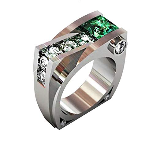 RUVEE The American Diamond Line Metal and American Diamond Alloy Ring for Women & Girls (Green)