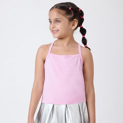 Hopscotch Girls Floral Lace Hooded T-Shirt with Tank Top in White Color for Age (9-10 Years)