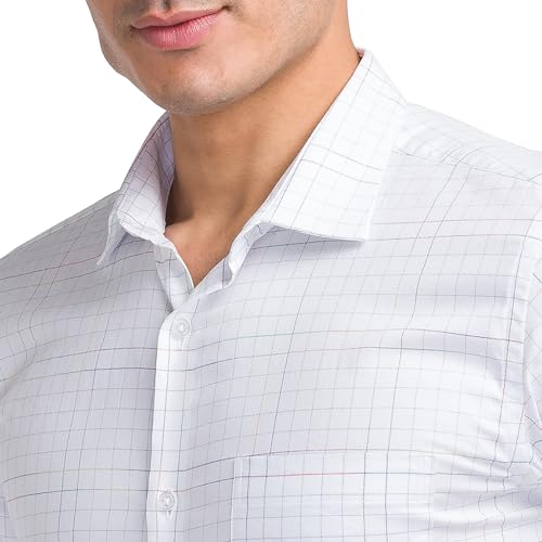 Park Avenue Men's Slim Fit Pure Cotton Checks Pattern Ainsley Collar Full Sleeve Formal Shirt (Size: 44)-PMSX16822-G3 Medium Grey