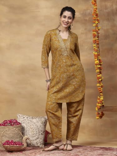Rangriti Viscose Blend Printed A-Line Festive Kurta With Salwar