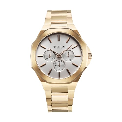 Titan Classic Slim Multifunction Quartz Multifunction Silver Dial Stainless Steel Strap Watch for Men_90198WM01