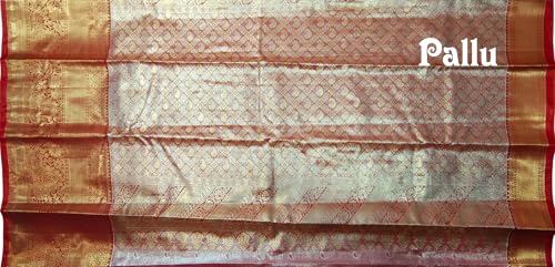 VFCollections Women's Traditional Handloom Kanchipuram Silk Pure Pattu Sarees – Parrot Border | Rich Zari Woven Design | Bridal Saree | Unstitched Blouse (VFC700-1)