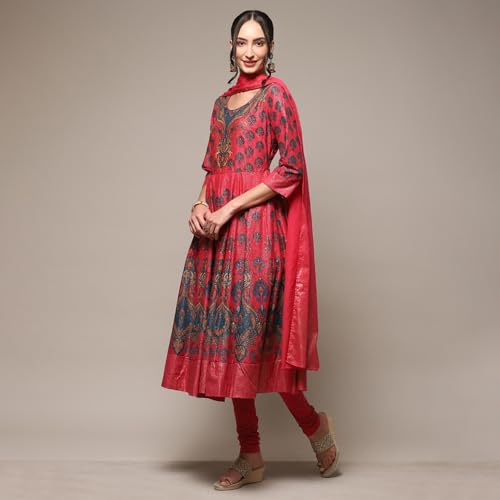 BIBA Women's Cotton Salwar Suite Set (Red)