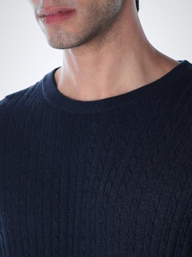 Jack & Jones Men Slim Fit Navy Blue Sweater