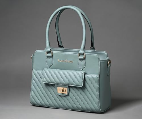 LOUIS STITCH Green Stylish Handbag for Women | Multi Pocket Ladies Satchel Sling Handbag for Travel, Office, College