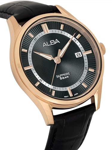 ALBA Leather Women Analog Wristwatch Ah7Br0X1, Black Dial, Silver Band