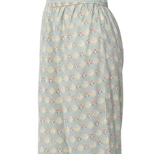 BIBA Women Sage Green Pure Cotton Floral Kalidar Suit Set_44