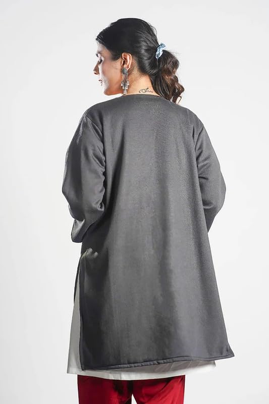 LetsDressUp Longline Shrug for Women | XS to 8XL | Plus Size | Woolen Grey Shrug