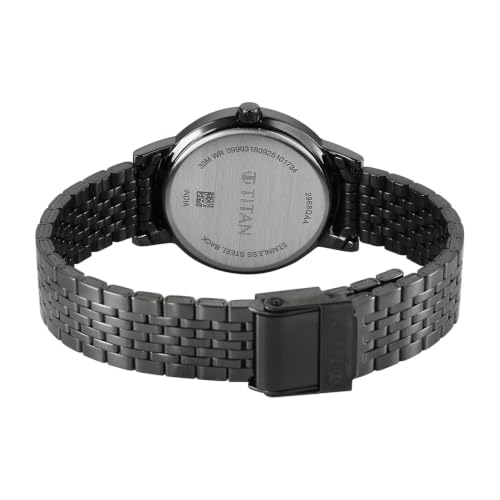 Titan Plain 3 Hands Karishma Red Round Dial Gun Plating Stainless Steel Strap Womens Watch - NU2968QM01