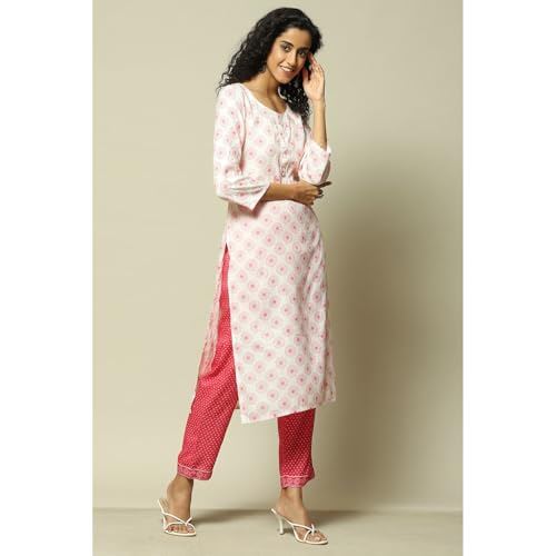 Rangriti Women's Straight Pants (GLBLBNDHN18890AW23PNK_Pink