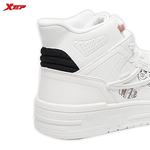XTEP Women's White Classic High Top Lightweight Skateboarding Shoes (2 UK)