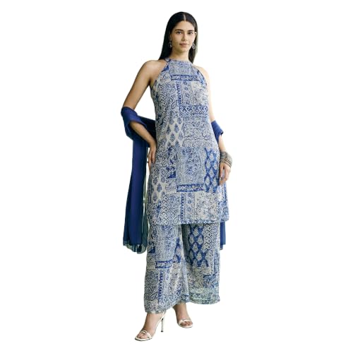 Aarke Ritu Kumar Blue Patchloom Kurta With Pant And Dupatta