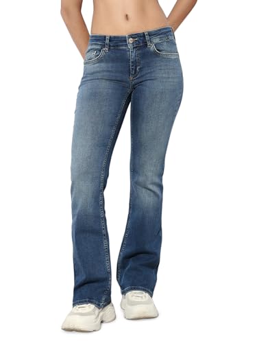 ONLY Women's Low Rise Flared Jeans Medium Blue Denim