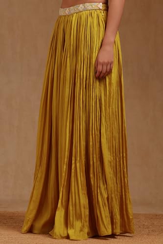 Soch Womens Mustard Chinon Embroidered Suit Set With Sequins