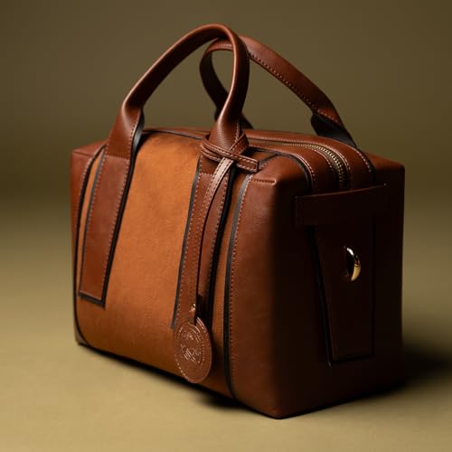 Theater Dr. Boulder Tan Suede Shoulder Bag for Women | Spacious Structured Handbag with Adjustable & Detachable Straps | Ideal for Office, Work, Travel & Daily Use