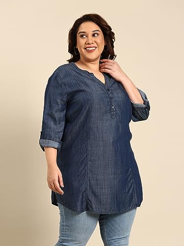 The Pink Moon Women's Regular Fit Cotton Plus Size Tunic - (TUN_MIM25K_Tencel_Tencel_4XL)