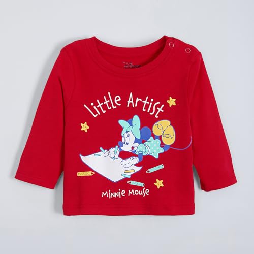 Hopscotch Girls Full Sleeves Multi 3-Pack Minnie Mouse Cotton T-shirts For Ages (3-6 Months)