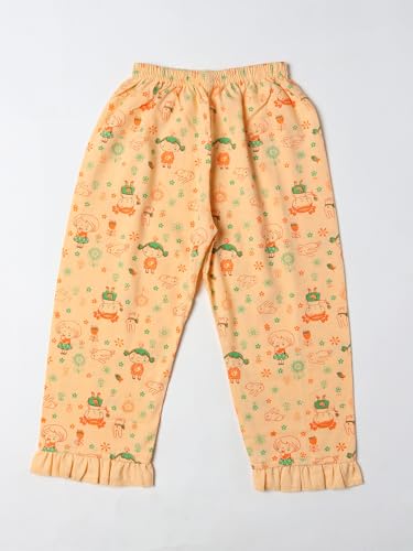 Chiclift Baby Girls Cotton Pajama Set – 2 Pack Printed Sleepwear with Ruffle Trim | Soft Long Sleeve Night Suit for Toddlers (6-7) Years