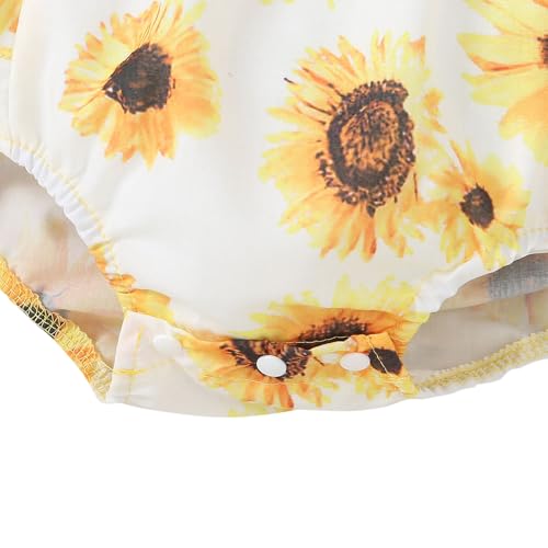 Hopscotch Baby Girls Floral Print Short Sleeves Yellow Bodysuits For Ages (3-6 Months)