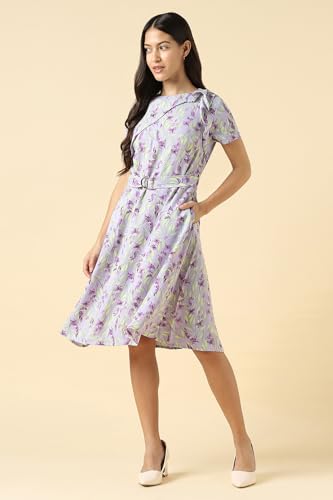 Women Lilac Print Casual Dress